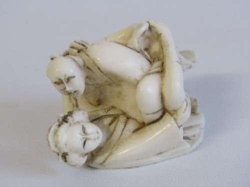 Lot of 4 hand carved vintage Japanese Erotic Netsuke Figurines, 7cm x 4cm, Adults Only