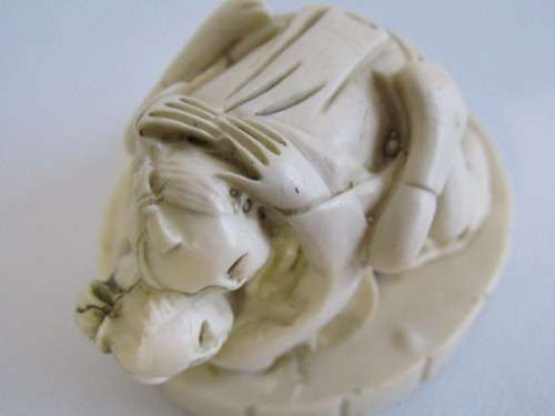 Lot of 4 hand carved vintage Japanese Erotic Netsuke Figurines, 7cm x 4cm, Adults Only