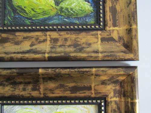 Lot of 4 original David Moore oil on board framed Paintings, all signed "Vegetables", 25cm x 20cm