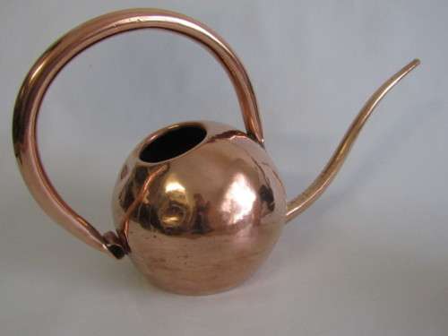 Lot of 2 vintage Copper items; Watering Can with long sprout 15cm diameter and Water Pitcher 15cm