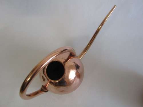Lot of 2 vintage Copper items; Watering Can with long sprout 15cm diameter and Water Pitcher 15cm
