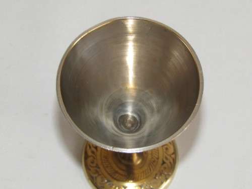 Beautiful complete Martini brass set with Tray, Shaker and 6 Goblets, highly decorated with colour