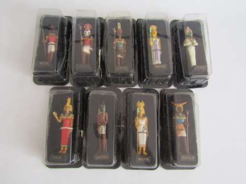 Large lot of 9 Ancient "Egyption God" Figurines, Resin, mint and boxed condition *Crazy R1 start*