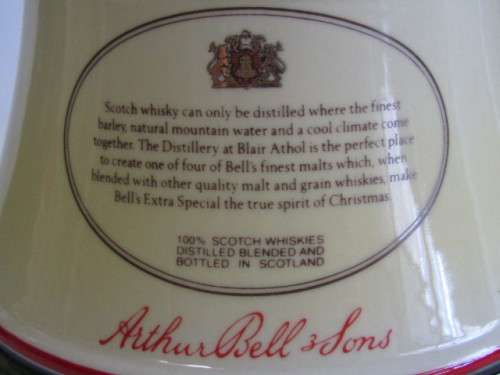 Collectable Christmas 1990 Bells Old Scotch Whisky 750ml in Wade decanter, Boxed, full and sealed