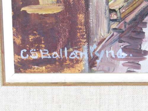 Original C.S. Ballantyne signed Oil on Board Painting "Rainy Persian Walkway" 64cm x 80cm