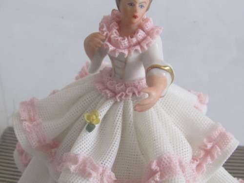 Lot of two collectable porcelain Figurines; Royal Doulton "Cissie" 13cm and Dresden in Box 12cm