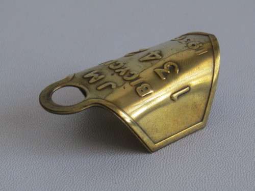 Lot of 3 collectable items; 1899 Star Safety Razor Tin,Brass mathematical set and a 1936 Bicycle Tag