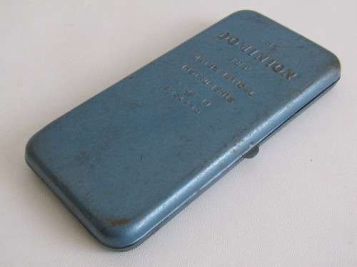 Lot of 3 collectable items; 1899 Star Safety Razor Tin,Brass mathematical set and a 1936 Bicycle Tag