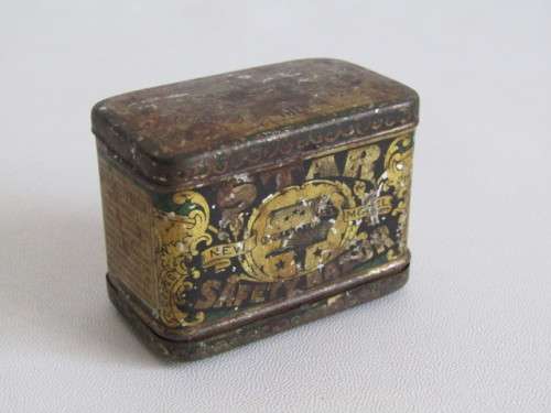 Lot of 3 collectable items; 1899 Star Safety Razor Tin,Brass mathematical set and a 1936 Bicycle Tag