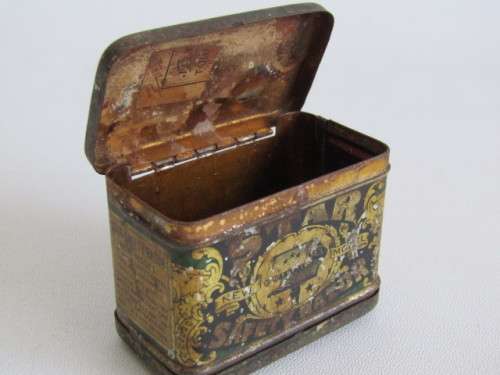 Lot of 3 collectable items; 1899 Star Safety Razor Tin,Brass mathematical set and a 1936 Bicycle Tag