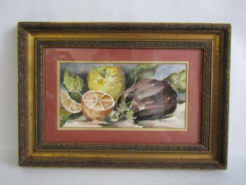 Pair of original watercolour on paper Paintings, Robert Haber, stil life, beautiful vintage Frames