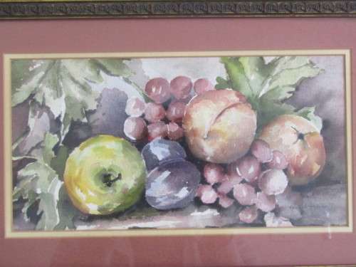 Pair of original watercolour on paper Paintings, Robert Haber, stil life, beautiful vintage Frames
