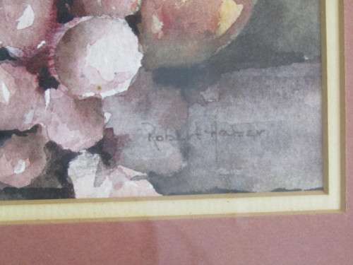 Pair of original watercolour on paper Paintings, Robert Haber, stil life, beautiful vintage Frames