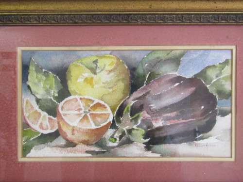 Pair of original watercolour on paper Paintings, Robert Haber, stil life, beautiful vintage Frames