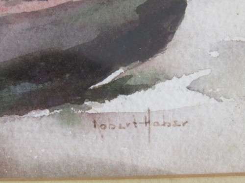 Pair of original watercolour on paper Paintings, Robert Haber, stil life, beautiful vintage Frames