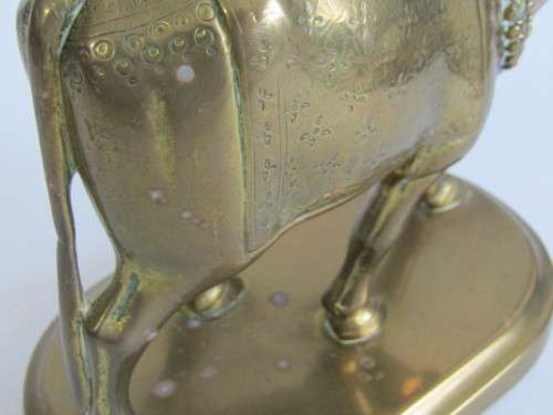 Vintage solid Indian Brass Cow ornament in excellent and aged condition, 18cm x 16cm and is 2kg