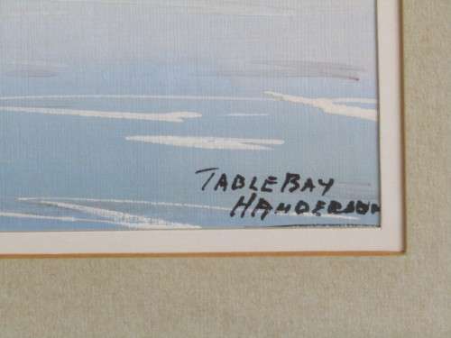 Pair original H Anderson Gouache on Paper Paintings, Table Bay and Kalk Bay, Framed (Value R700+)
