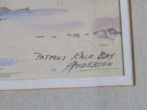 Pair original H Anderson Gouache on Paper Paintings, Table Bay and Kalk Bay, Framed (Value R700+)
