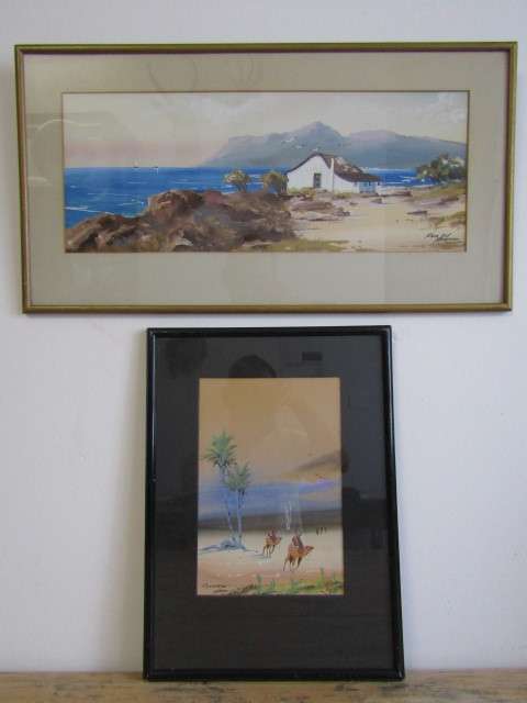 Lot of  2 original H Anderson Paintings, Kalk Bay, frame with glass (Value R1000+)