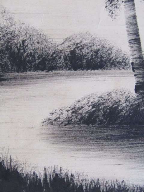 Lot of two old Original unframed Signed Paintings; Boy with Hat 1944 and Black and White River scene