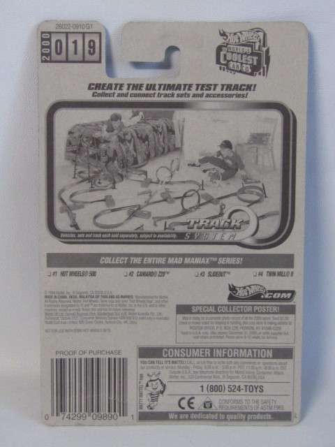 Lot of 2 collectable 1999 Hot Wheels die cast models "Mad Maniax" collector #19, 1 boxed and 1 loose