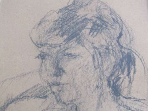 Original Susan Reyneke Painting with frame and glass, Nude, possibly charcoal on paper, 44x27cm