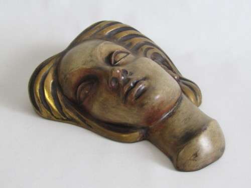 Vintage 1950's original Achatit mask of a Ladies Head, handmade in Germany, 24cm x 18cm