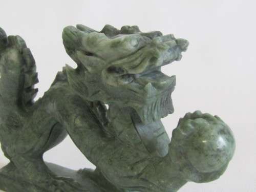 Large hand carved natural Jadeite "Dragon" figurine in excellent condition, 16cm x 8cm