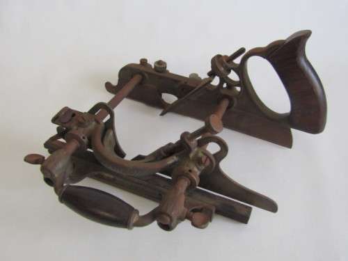 Antique Stanley No. 55 Combination Plane with wooden handles, Stanley Rule & Level Co. Blade