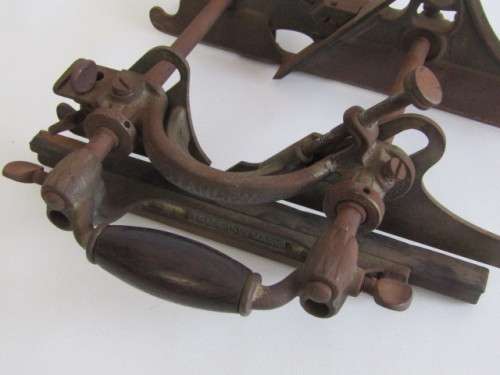 Antique Stanley No. 55 Combination Plane with wooden handles, Stanley Rule & Level Co. Blade