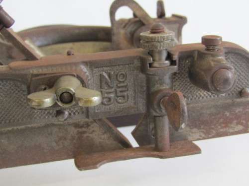 Antique Stanley No. 55 Combination Plane with wooden handles, Stanley Rule & Level Co. Blade