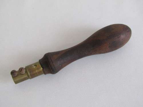 Antique Wood and Brass Saw Blade Handle, 18cm long