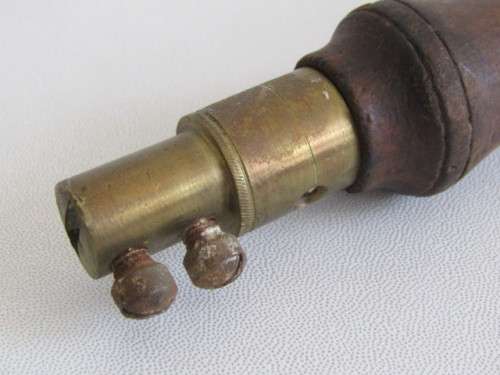 Antique Wood and Brass Saw Blade Handle, 18cm long