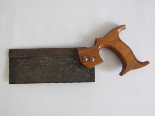 Vintage Back Saw with wooden handle and brass fittings, excellent and working condition, 33cm