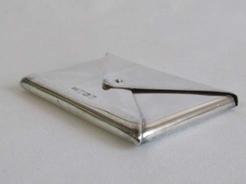 Hallmarked sterling Silver Business Card Holder with hinged Lid, Birmingham 1993, 9x6cm, 86.5g