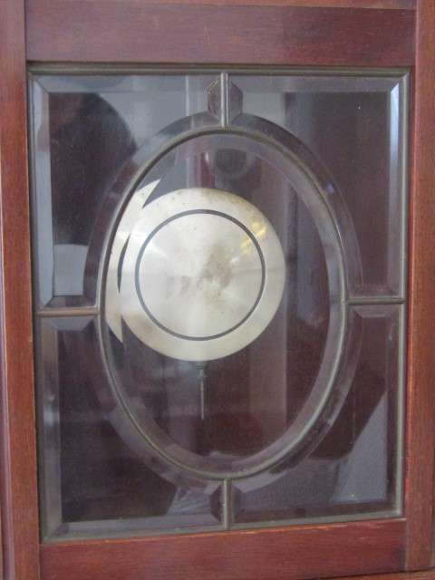 Very large antique solid Mahogany GB German made Wall Clock with Key and Pendulum, in working order