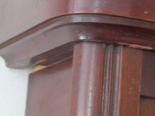 Very large antique solid Mahogany GB German made Wall Clock with Key and Pendulum, in working order