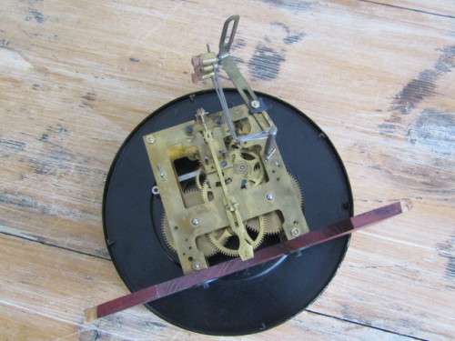 Very large antique solid Mahogany GB German made Wall Clock with Key and Pendulum, in working order