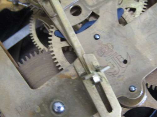 Very large antique solid Mahogany GB German made Wall Clock with Key and Pendulum, in working order