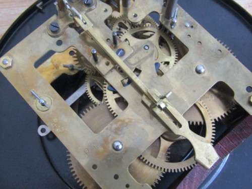 Very large antique solid Mahogany GB German made Wall Clock with Key and Pendulum, in working order