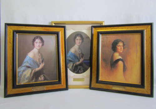 Vintage lot of 3 original Framed Duchess of York 1931 Prints, assosiated brass plaques, 39cm x 31cm