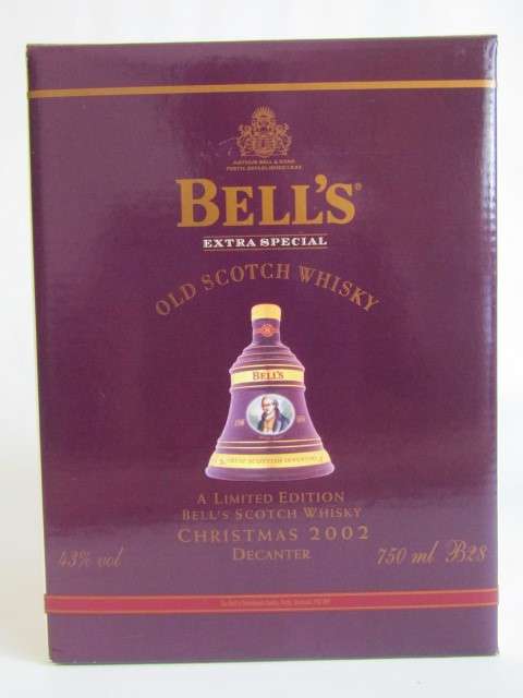 Collectable Christmas 2002 Bells Old Scotch Whisky 750ml in Wade decanter, Boxed, full and sealed