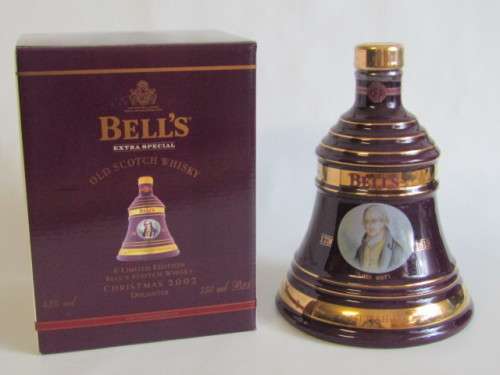 Collectable Christmas 2002 Bells Old Scotch Whisky 750ml in Wade decanter, Boxed, full and sealed