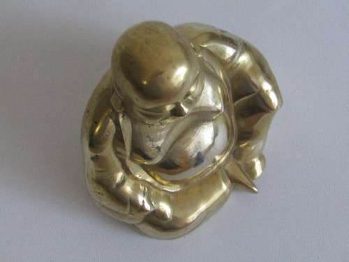 Vintage solid Brass Buddha Statue in excellent condition, hollow cast, 11cm high x 10cm