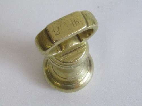 Vintage lot of 2 original solid Brass Bell Weights, 2Lb and 4Lb W&T Avery Ltd, excellent condition