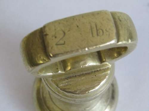 Vintage lot of 2 original solid Brass Bell Weights, 2Lb and 4Lb W&T Avery Ltd, excellent condition