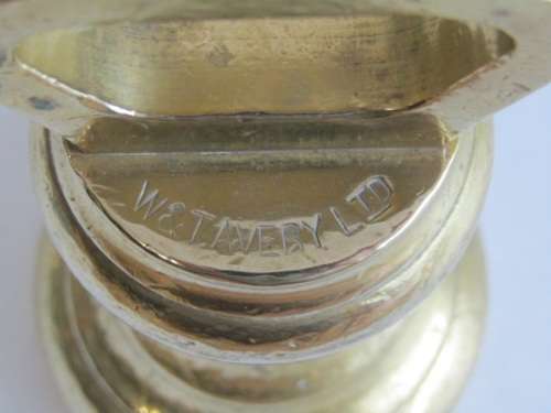 Vintage lot of 2 original solid Brass Bell Weights, 2Lb and 4Lb W&T Avery Ltd, excellent condition