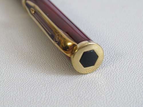 Original Waterman Ballpoint Pen in red and gold plated, original Case, excellent and working, 13.5cm