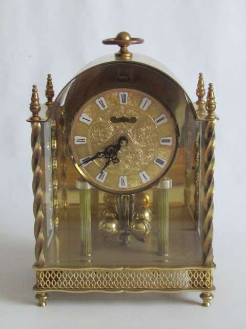 Vintage Brass Koma Germany Mantle Clock, Battery operated, 22cm x 16cm x 12cm