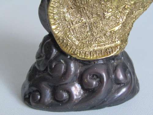 Vintage cold painted solid Bronze statue of a Dancing Thai Princess with a Drum, 19cm